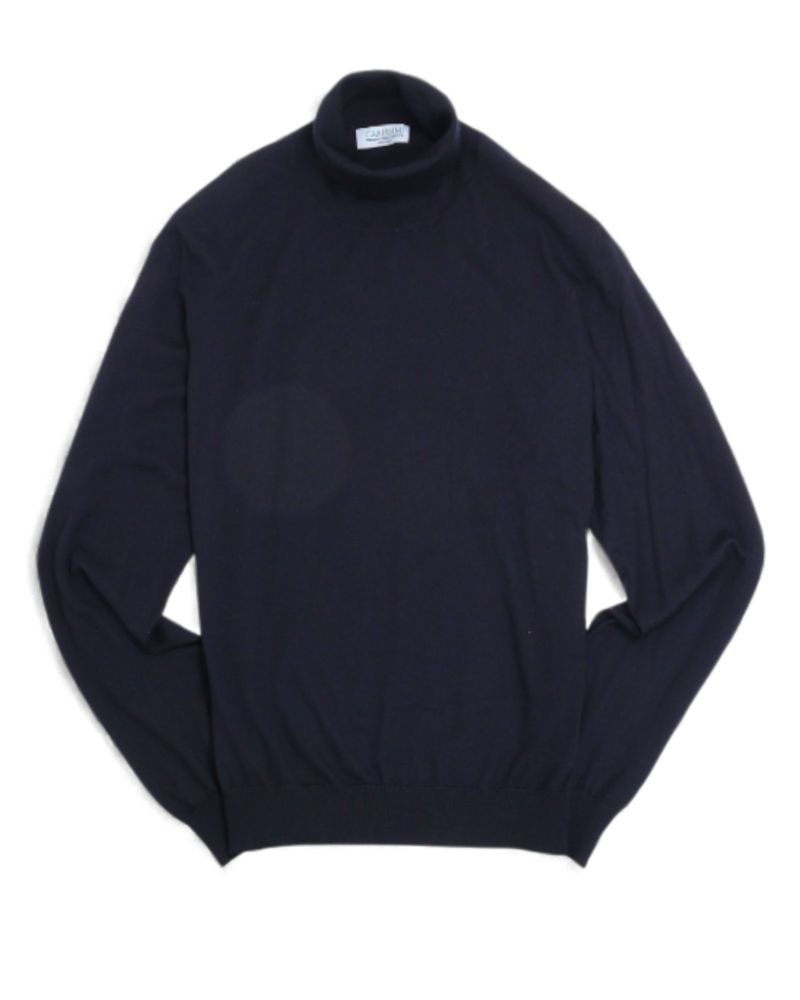 Navy 37 Gauge Ultrafine Merino Turtleneck