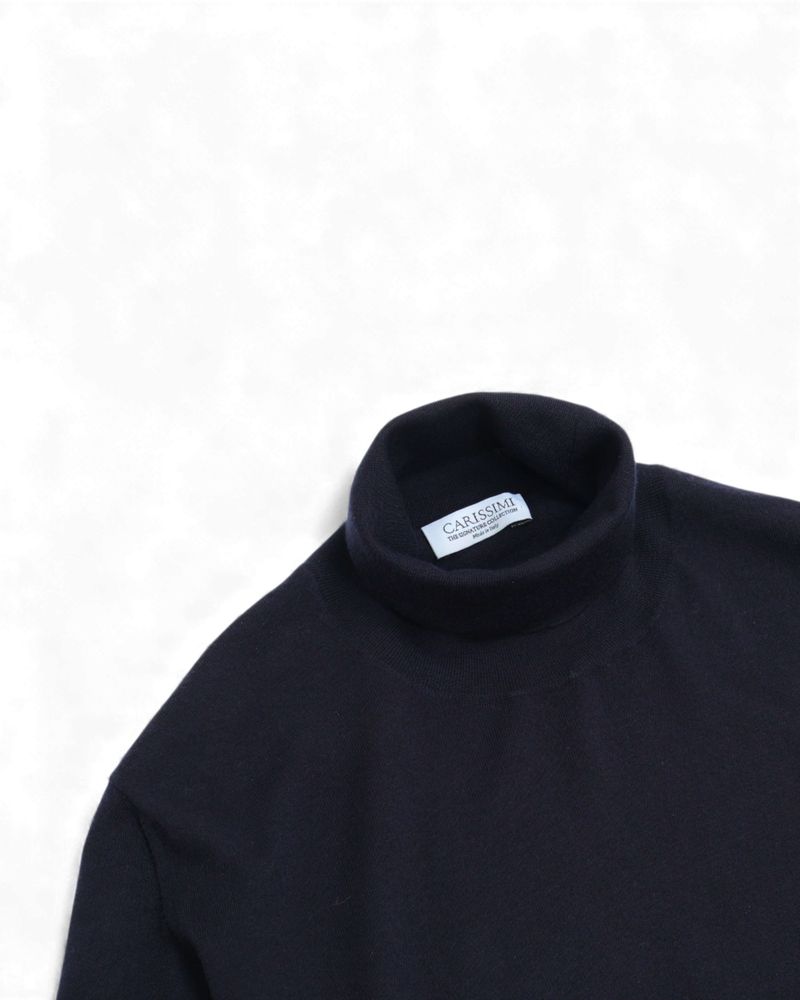 Navy 37 Gauge Ultrafine Merino Turtleneck