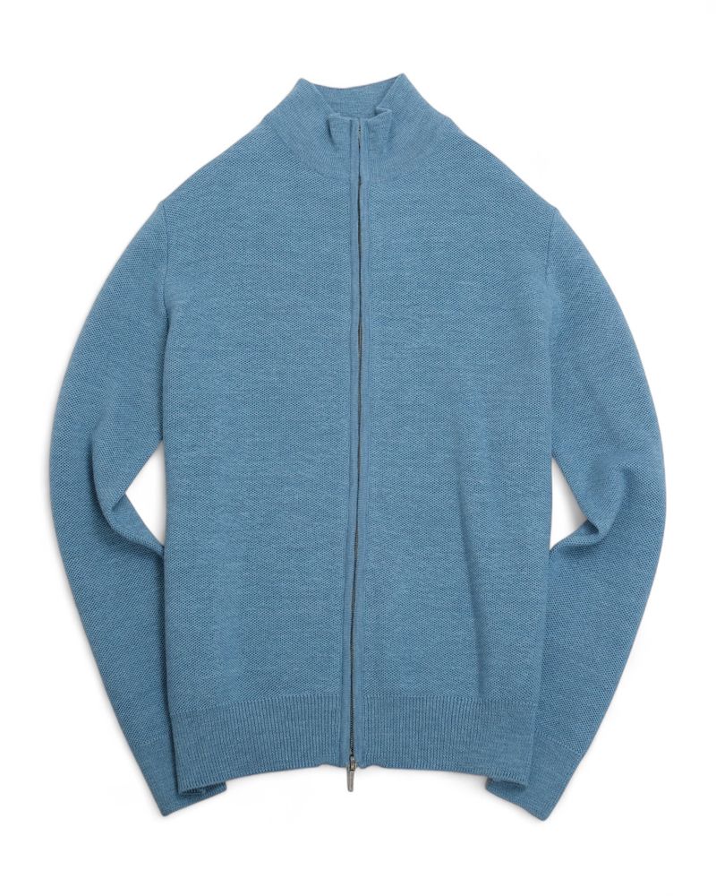 Cerulean Honeycomb Merino Full-Zip