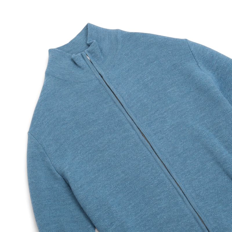 Cerulean Honeycomb Merino Full-Zip