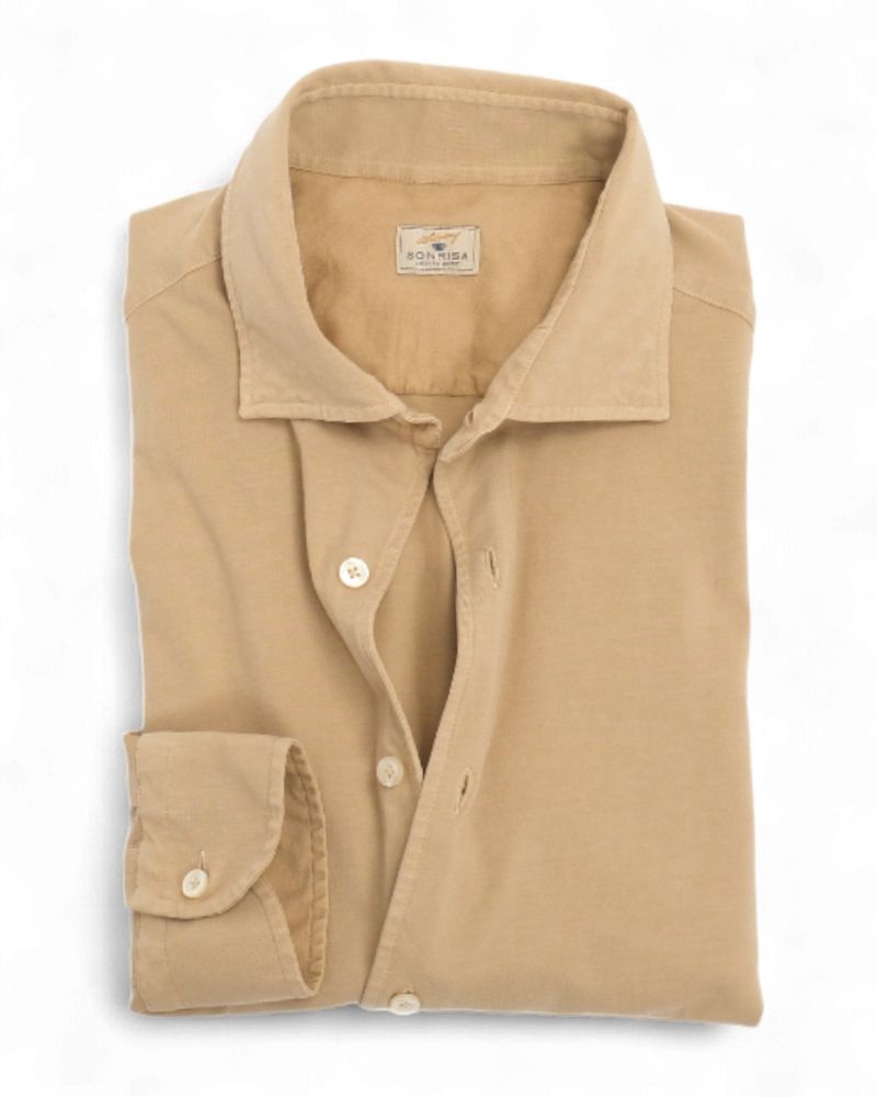 Dark Beige Cotton Jersey Shirt