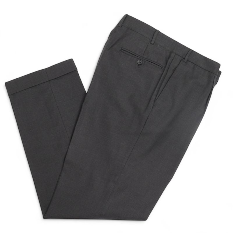Charcoal Virgin Wool Pleated Trousers