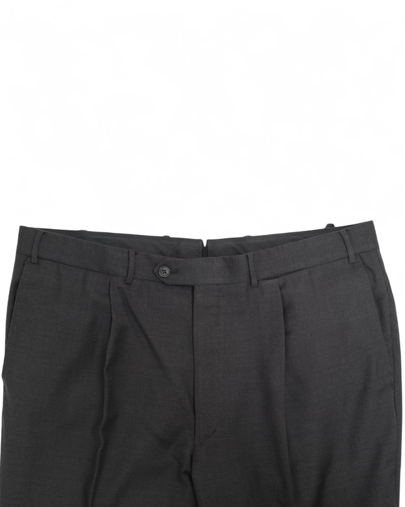 Charcoal Virgin Wool Pleated Trousers