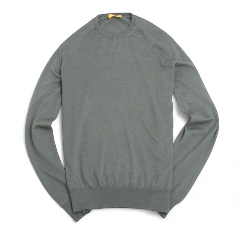 Pale Green Cashmere & Silk Crewneck Sweater