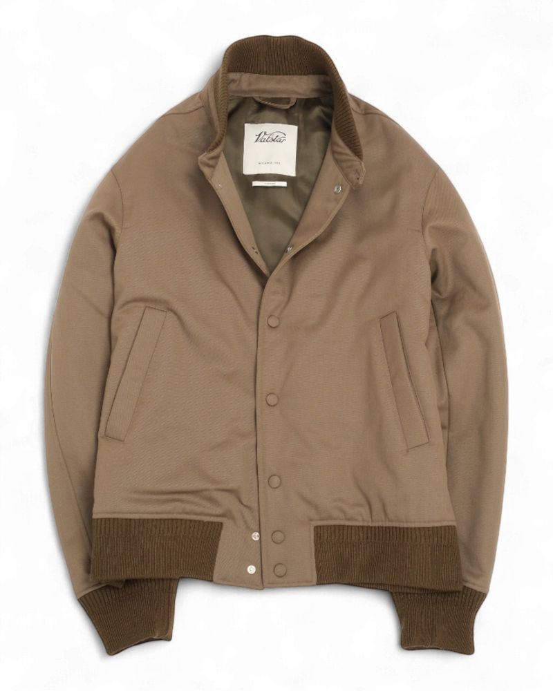 Olive Padded Water-Repellent Wool Bomber Jacket