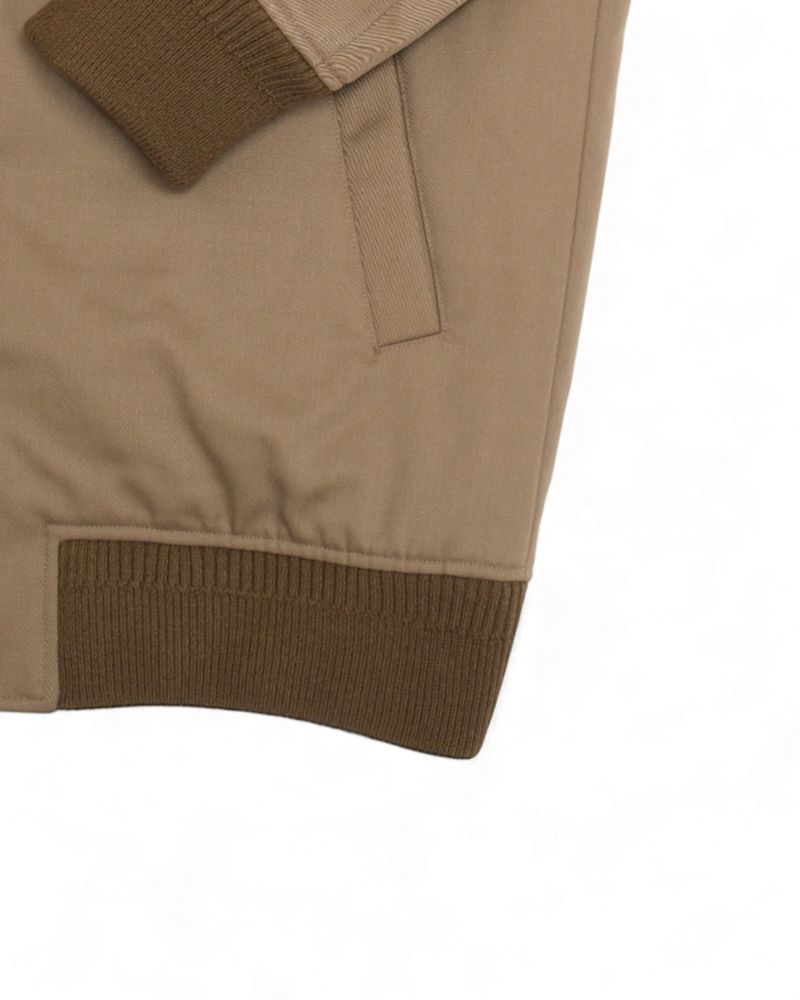 Olive Padded Water-Repellent Wool Bomber Jacket