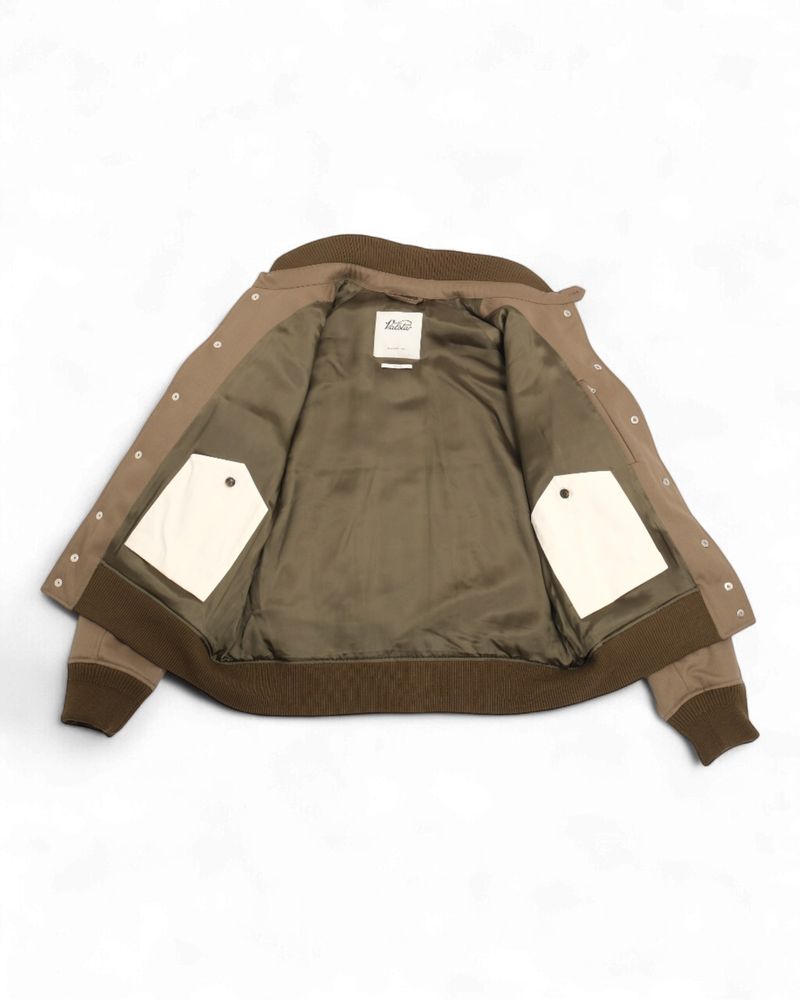 Olive Padded Water-Repellent Wool Bomber Jacket