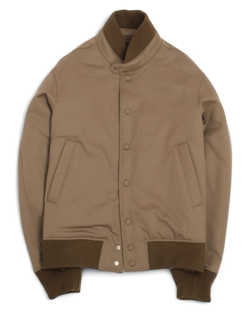 Olive Padded Water-Repellent Wool Bomber Jacket