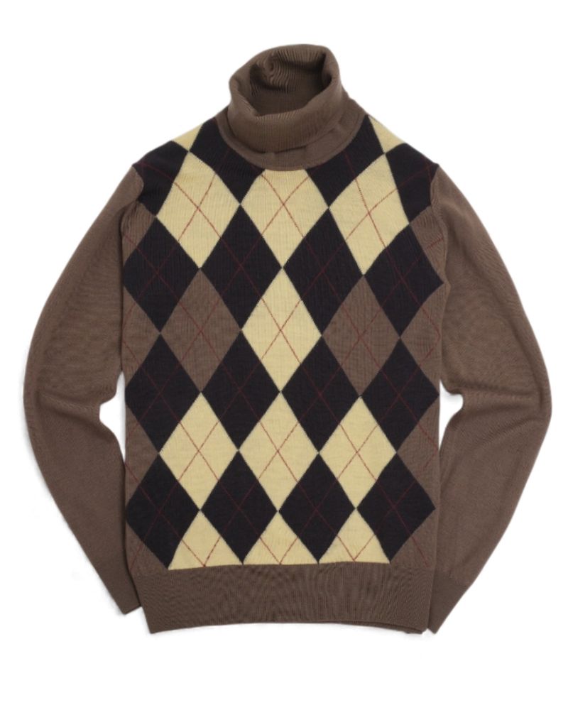 Mud Brown Argyle Rollneck