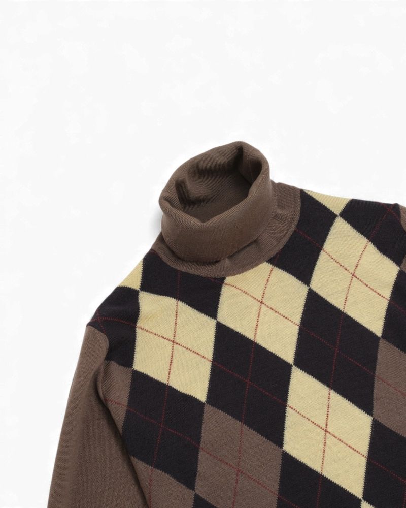 Mud Brown Argyle Rollneck