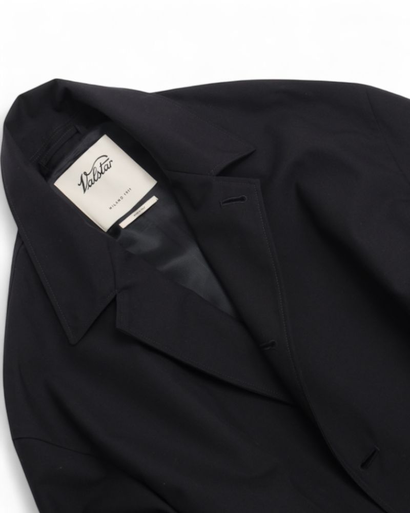 Navy Water Resistant 2-ply Virgin Wool Coat