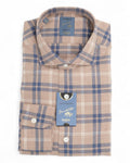Beige/Blue Checked Flannel Shirt