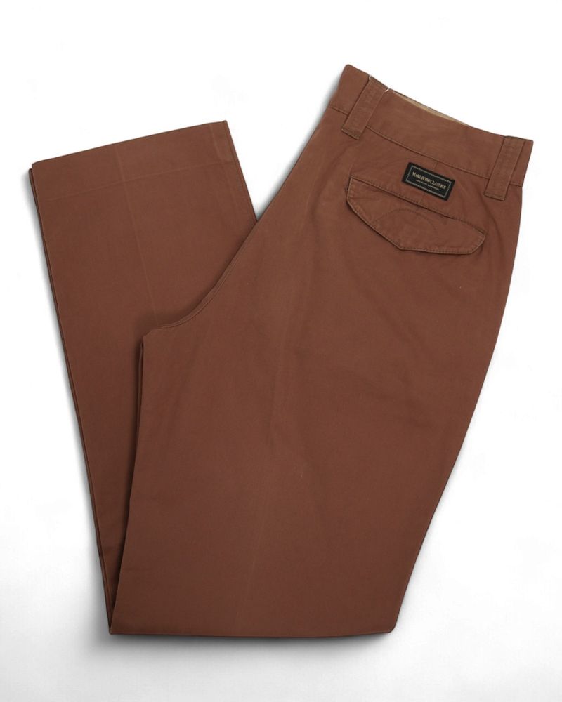 Brown High-Rise Cotton Trousers