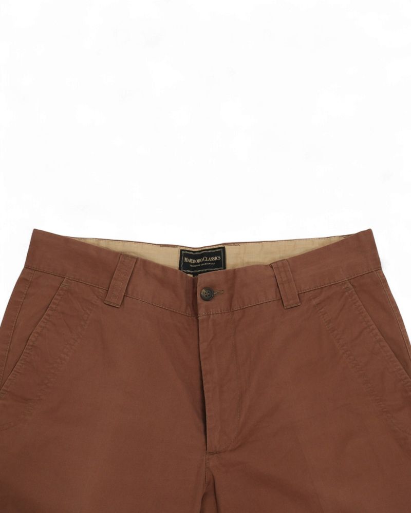 Brown High-Rise Cotton Trousers