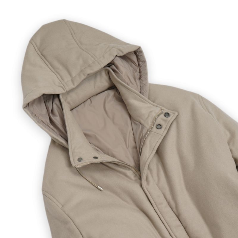 Beige Virgin Wool & Cashmere Flannel Down Jacket