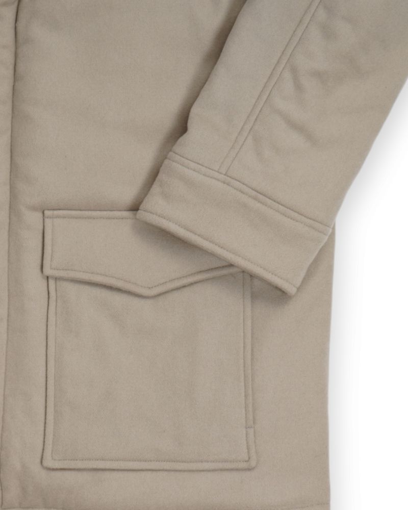 Beige Virgin Wool & Cashmere Flannel Down Jacket