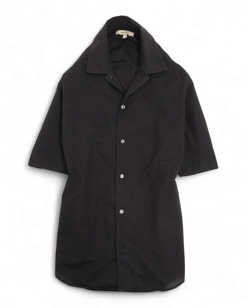 Black Short-Sleeve Camp Collar Shirt