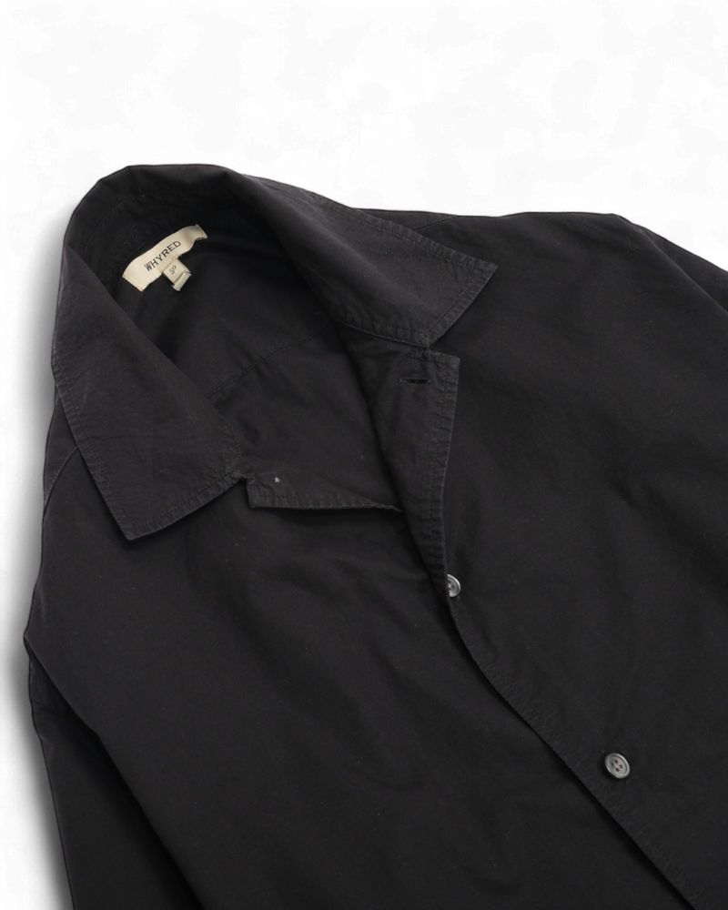 Black Short-Sleeve Camp Collar Shirt