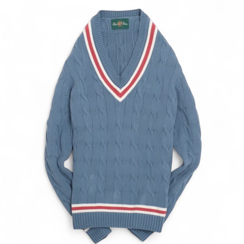 Sky Blue Deep V-Neck Sweater