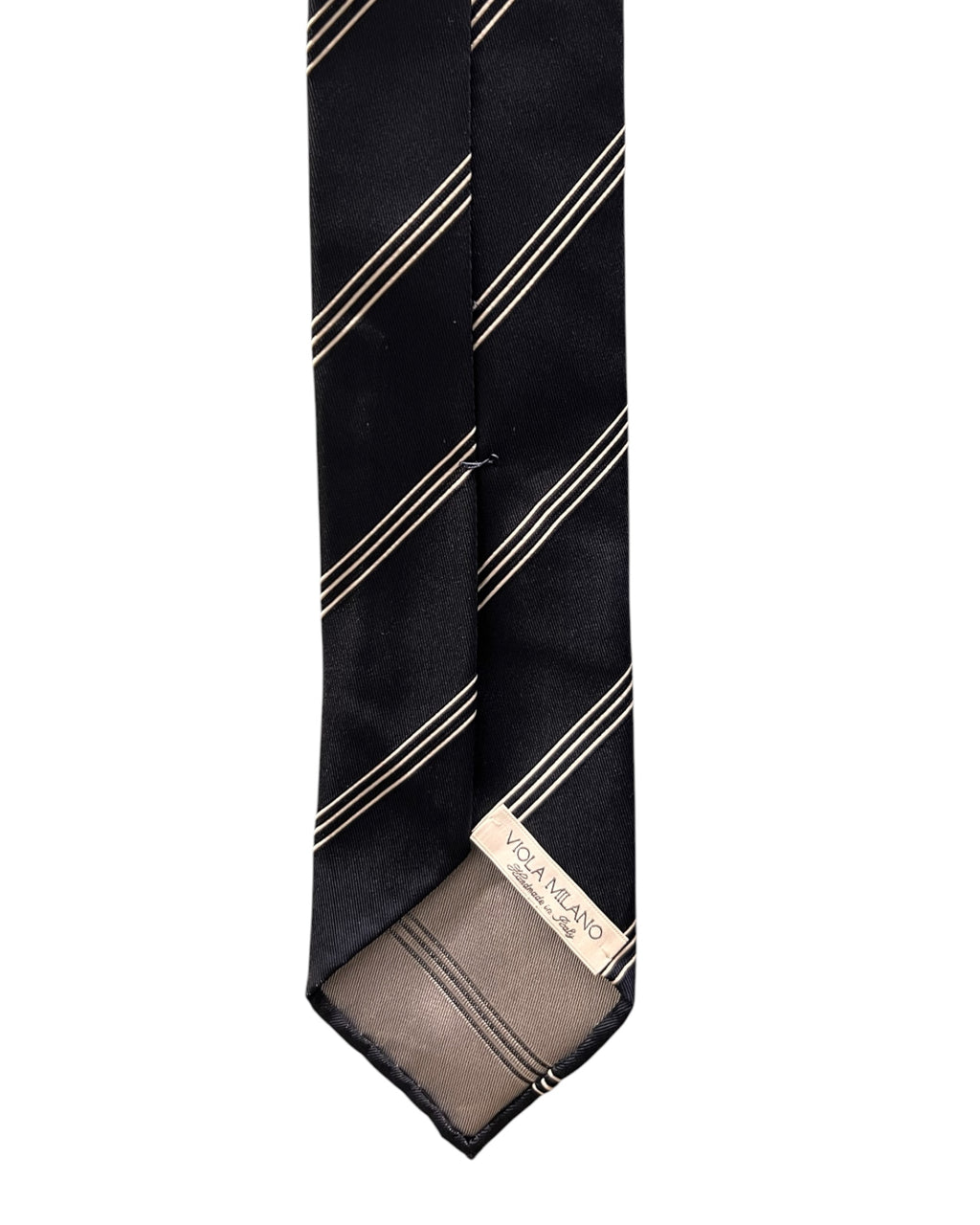 Navy/White Striped Silk Tie