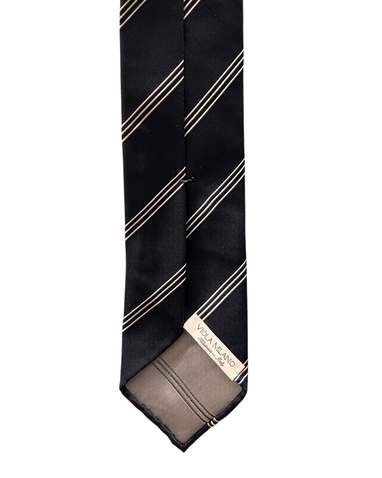 Navy/White Striped Silk Tie