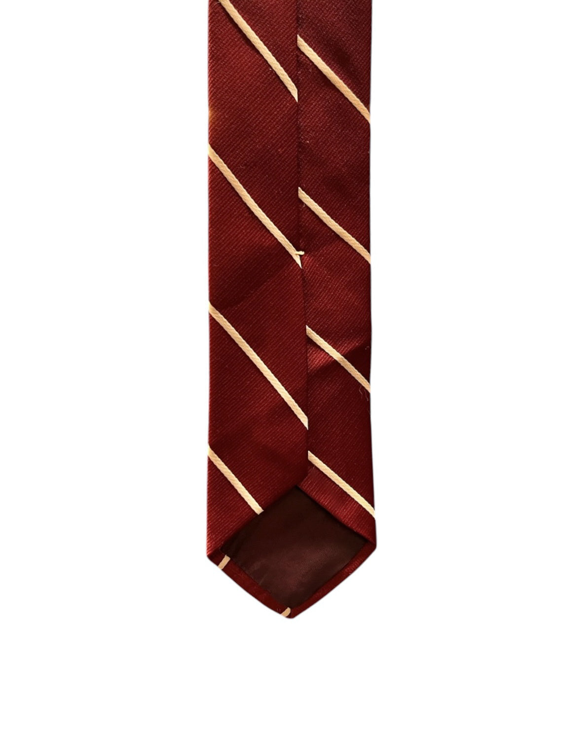 Burgundy/White Striped Silk Tie