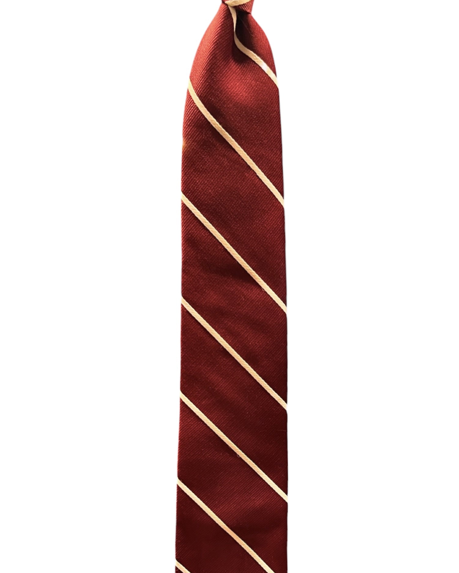 Burgundy/White Striped Silk Tie