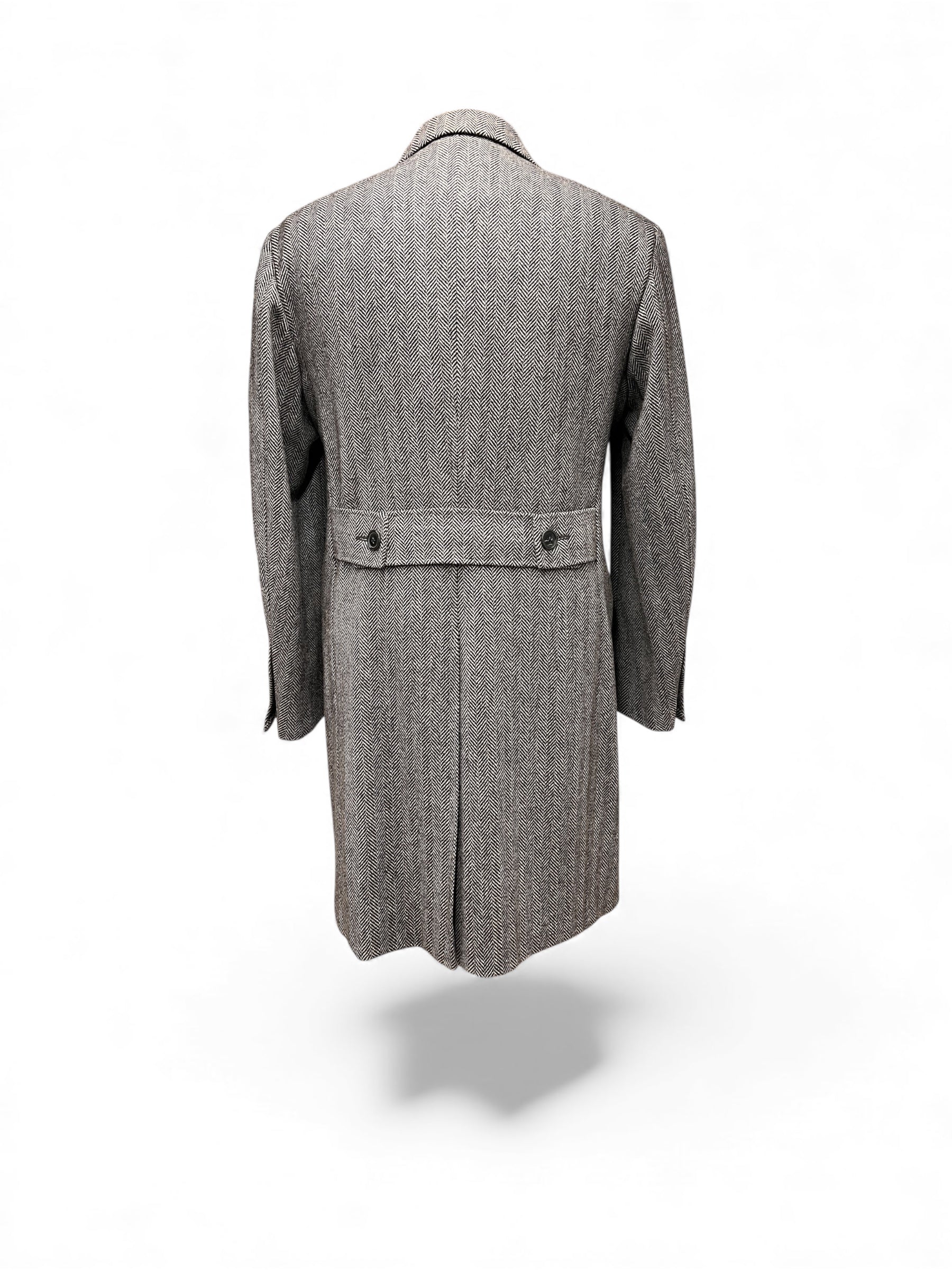 Grey Herringbone Wool & Cashmere Coat