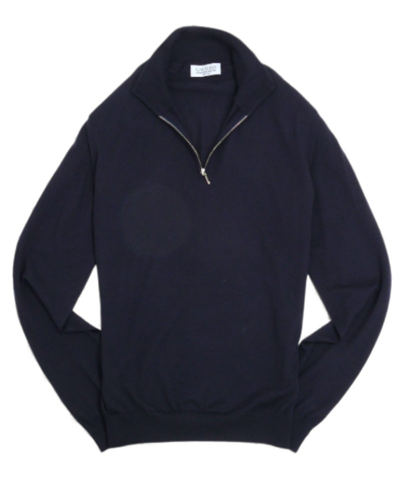 Navy 37 Gauge Ultrafine Merino Half Zip Sweater