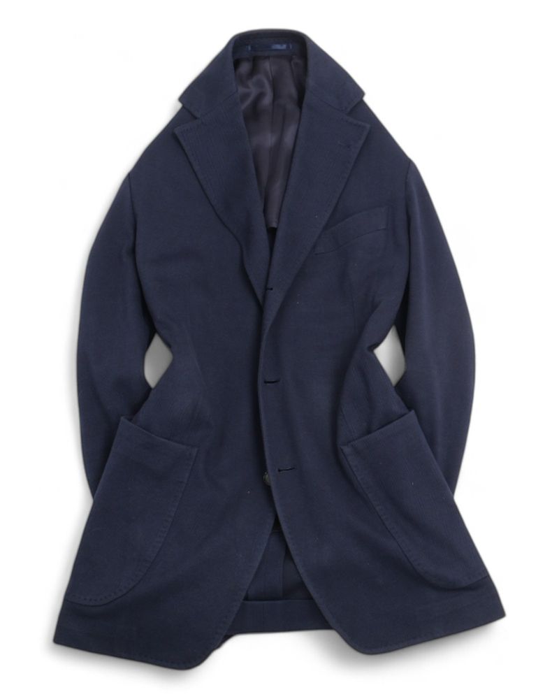 Navy Herringbone Cotton Sports Jacket