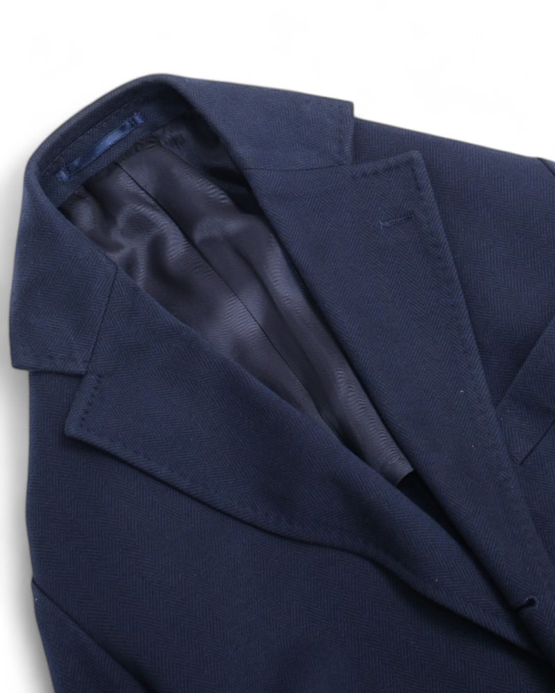 Navy Herringbone Cotton Sports Jacket