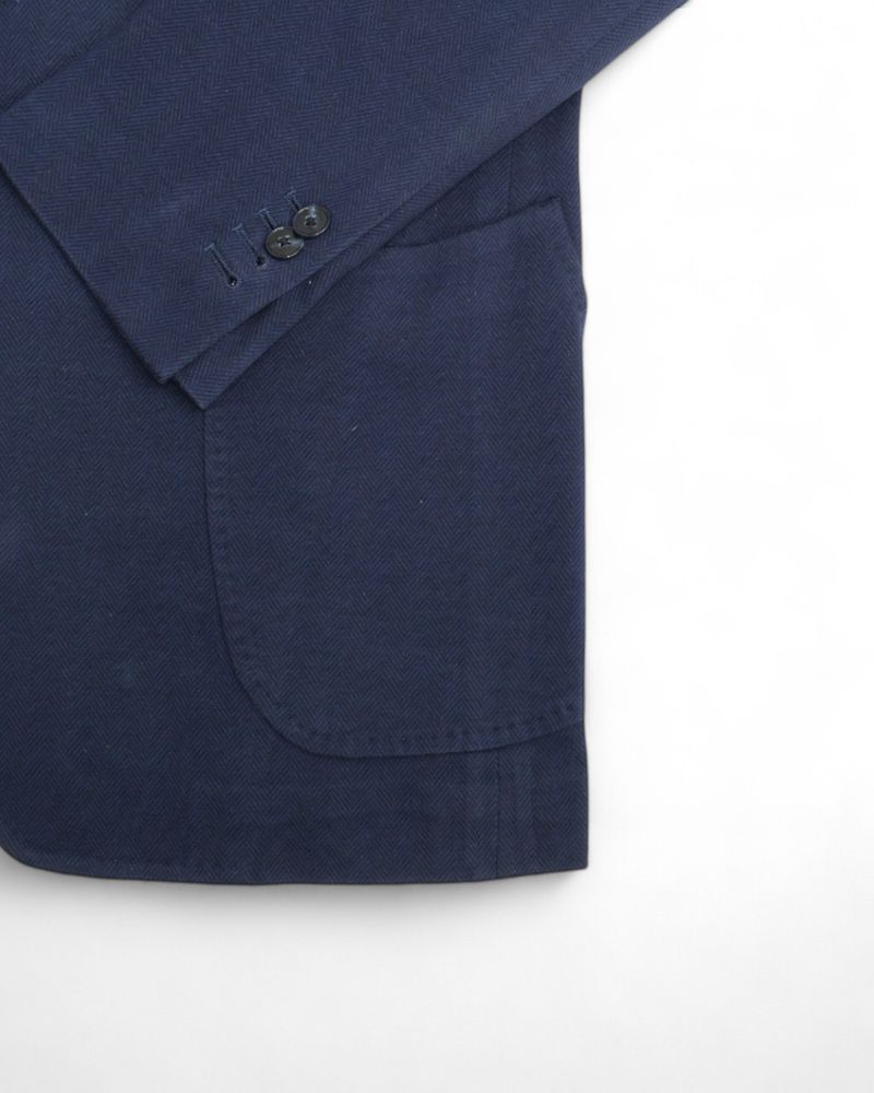 Navy Herringbone Cotton Sports Jacket