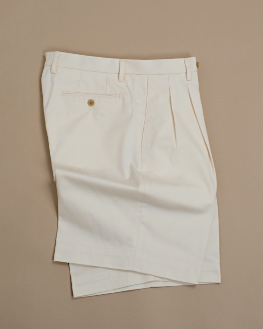 Ivory Cotton Twill High-Rise Pleated Shorts by Rubat