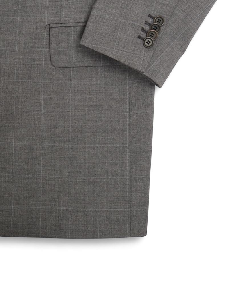 Grey Windowpane Super 100's Wool Suit