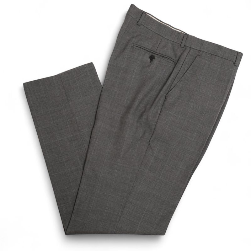 Grey Windowpane Super 100's Wool Suit