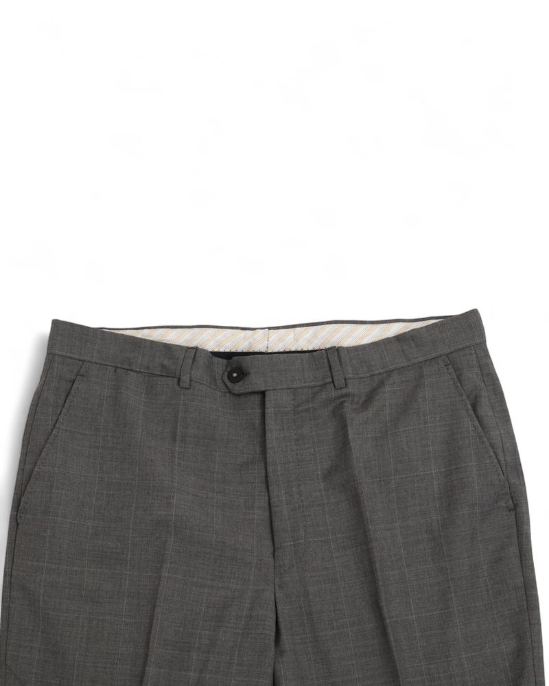 Grey Windowpane Super 100's Wool Suit