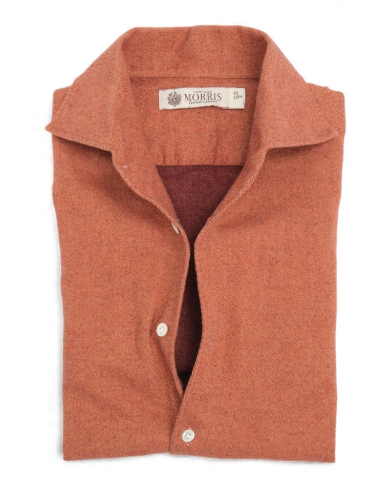 Rust One-piece Collar Flannel Shirt