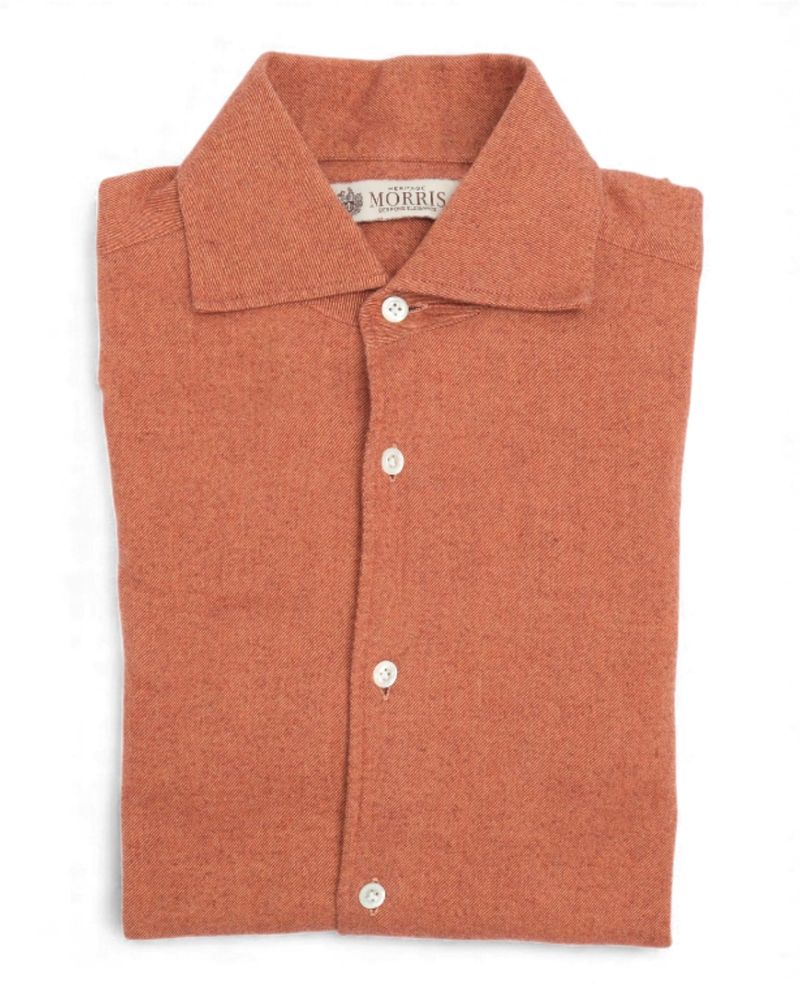 Rust One-piece Collar Flannel Shirt