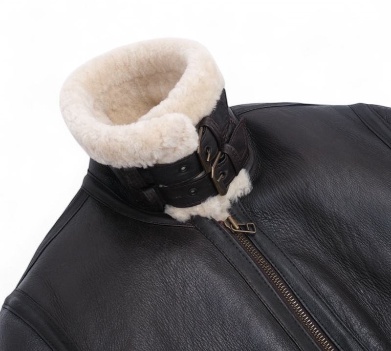 Dark Brown Shearling Flight Jacket