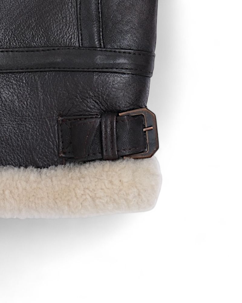 Dark Brown Shearling Flight Jacket