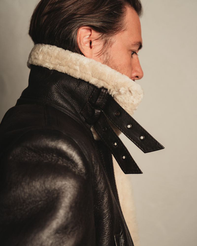 Dark Brown Shearling Flight Jacket