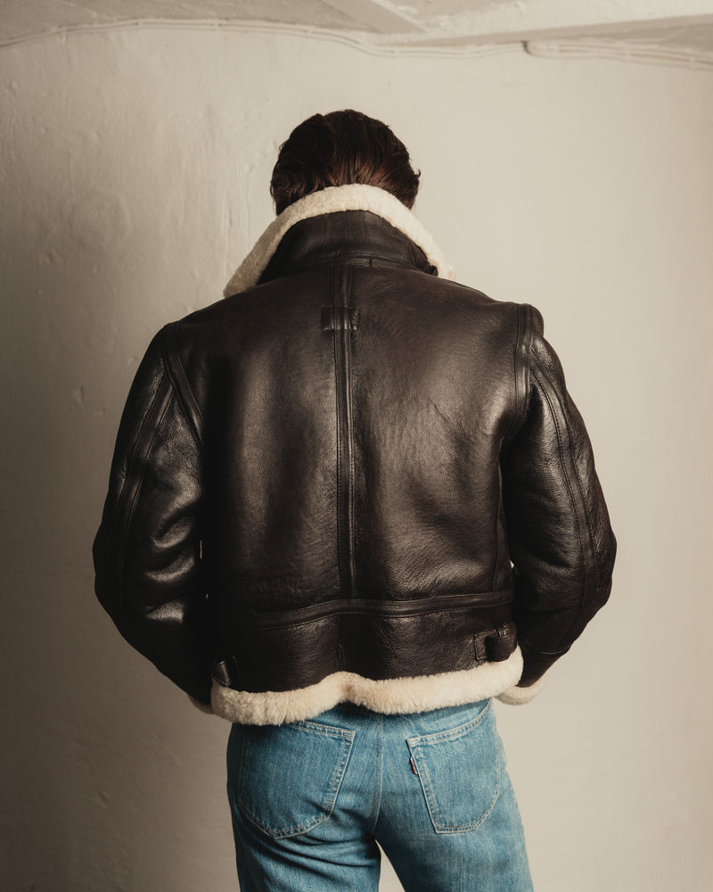 Dark Brown Shearling Flight Jacket