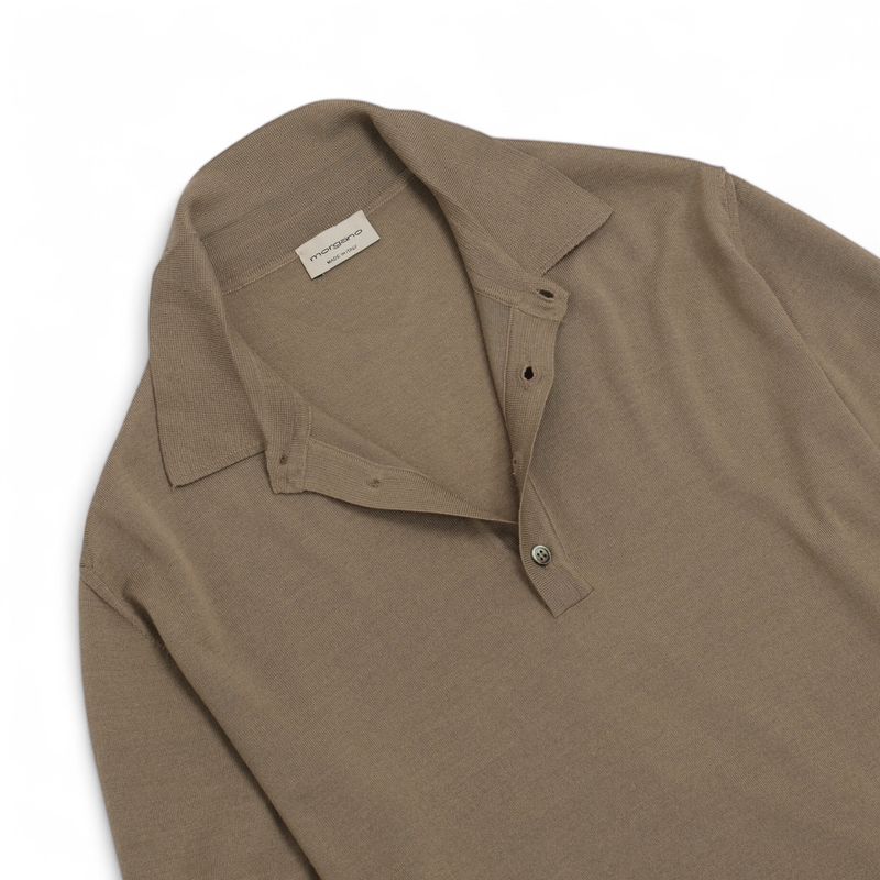 Beige Silk & Wool Polo