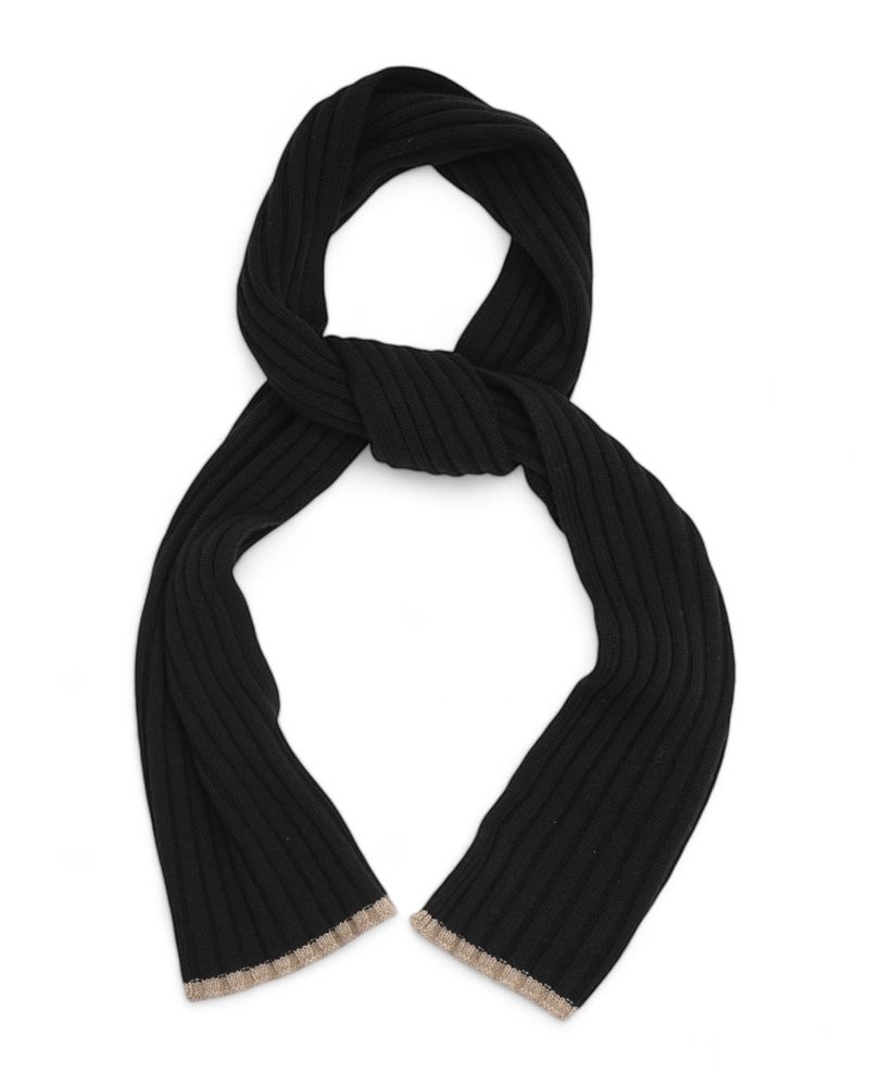 Ribbed Black Cashmere Scarf