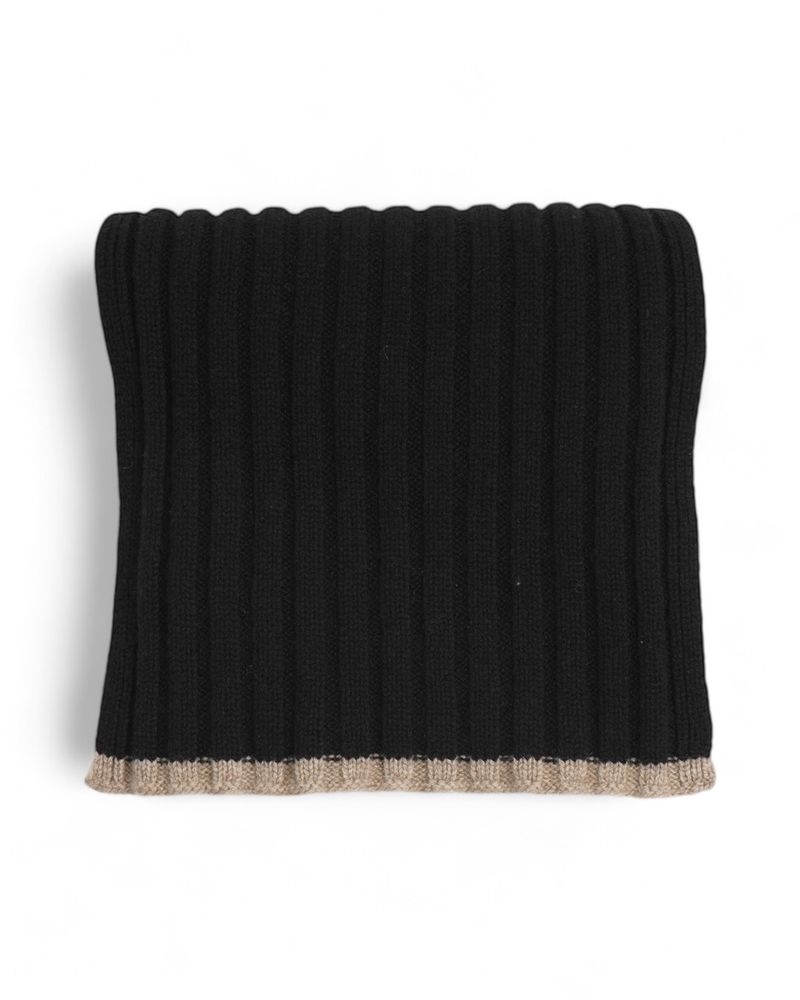 Ribbed Black Cashmere Scarf