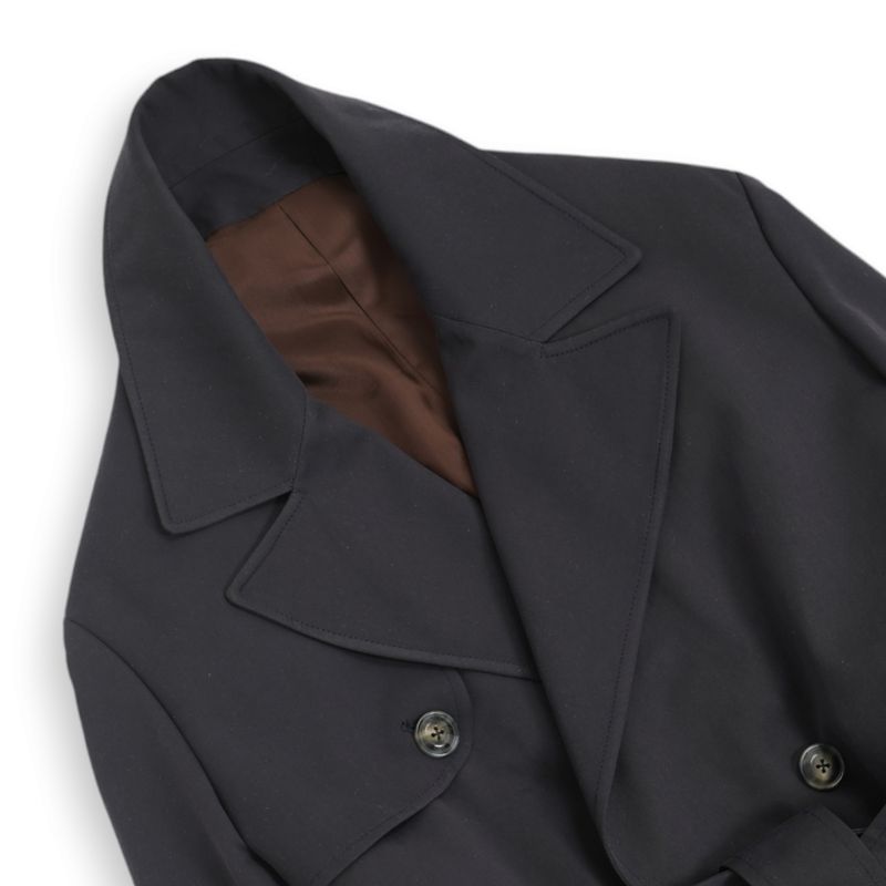 Matte Navy Belted DB. Overcoat