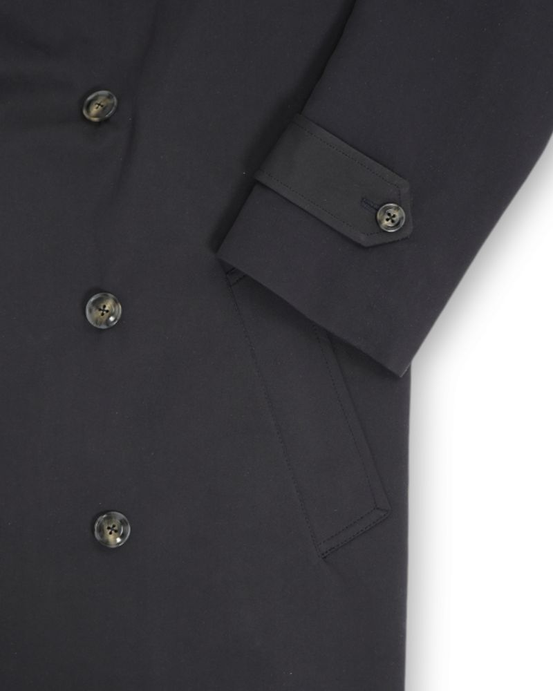 Matte Navy Belted DB. Overcoat