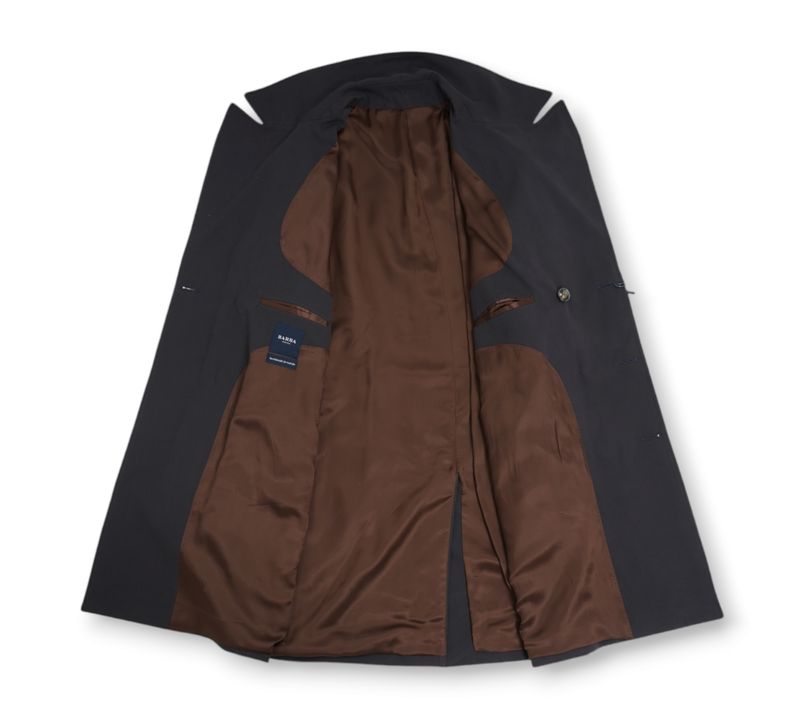 Matte Navy Belted DB. Overcoat