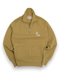 Khaki Jersey Zip Polo Sweatshirt by Rubato