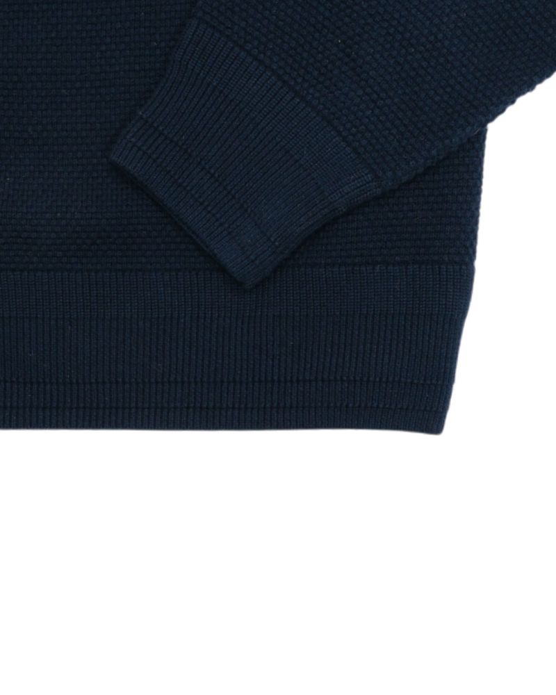 Navy Cotton & Silk Raglan Crewneck